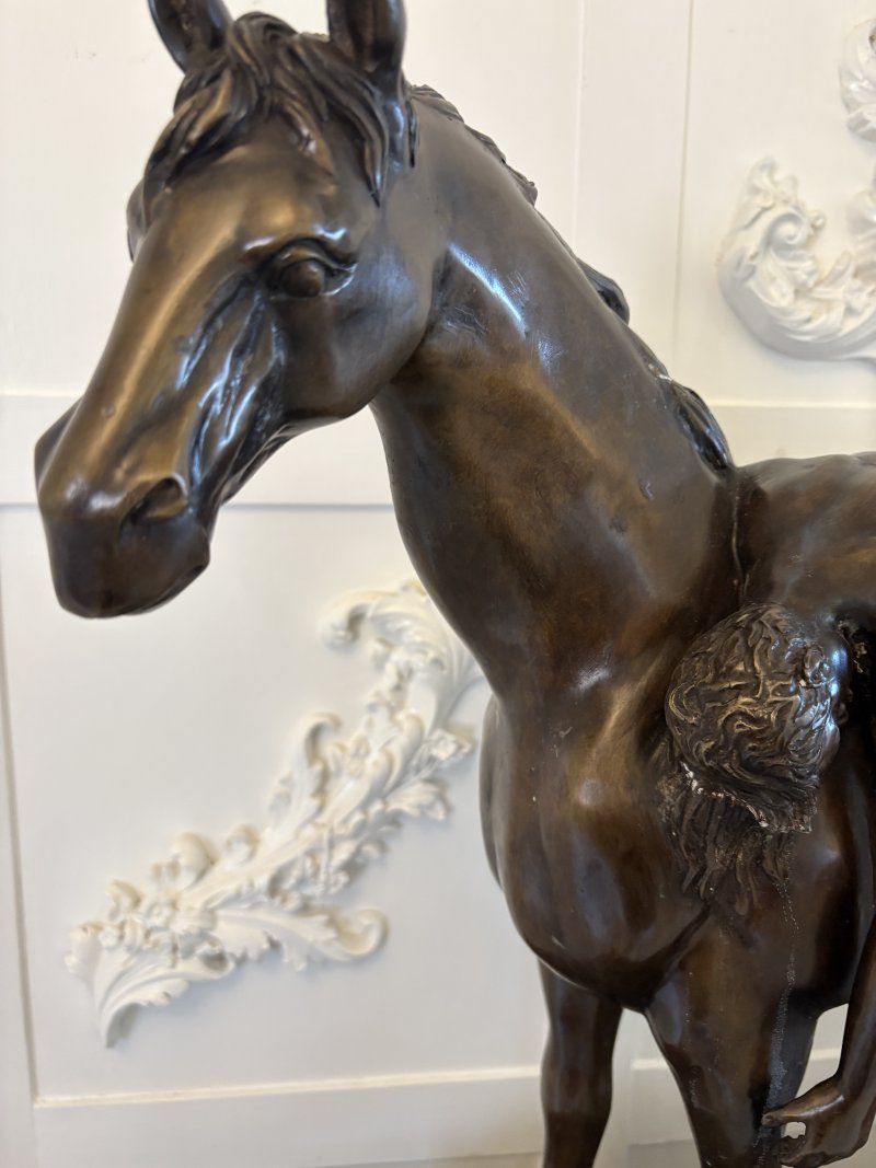 Large Antique Bronze Study of a Nude Male on Horseback - Image 9